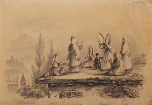Georgian Women on the Roof Lezghinka, 1837 by Mikhail Yuryevich Lermontov