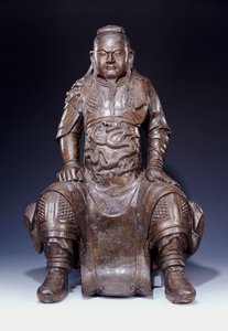 A fine large early Ming bronze figure of Guandi by Ming Dynasty Chinese School