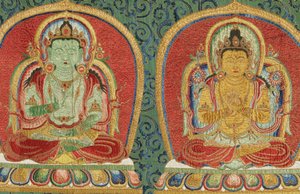 Detail of Imperial Embroidered Silk Thangka by Ming Dynasty Chinese School