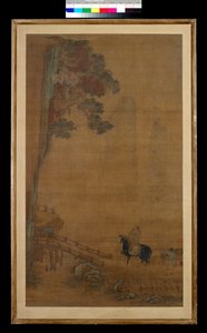 Rider at a bridge by Ming Dynasty Chinese School