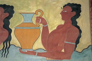 Close-up of a Mural on the Wall of a Palace, Palace of Minos, Knossos, Crete, Greece by Minoan