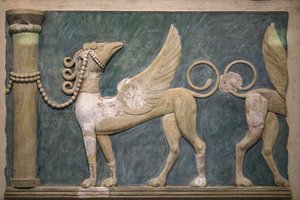 Fresco of High-Relief Griffins, Palace of Knossos by Minoan