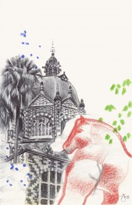 Ornate Building Horse Sketch by Mirjam Schrei
