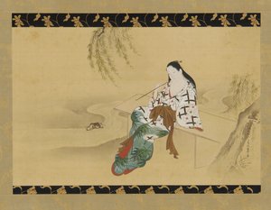 Landscape: A Yujo Sitting on a Bench, 18th century by Miyagawa Chōshun