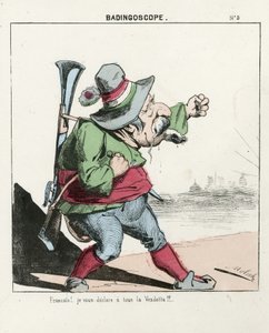 Flying Leaf, Number 5, Satirical in Colours, circa 1870: Badingoscope - Commune of Paris/War/Siege, Hunt, President of the Republic - Napoleon III - Illustration by Moloch (1849-1909) by Moloch