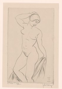 Naked Woman with Hand on Head by Mommie Schwarz (signed by artist)