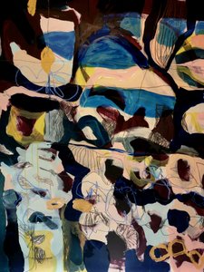 Abstract Blue Gold Forms