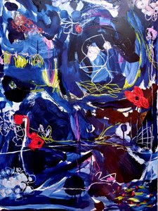 Dynamic Blue Abstract by Monika Riethmueller