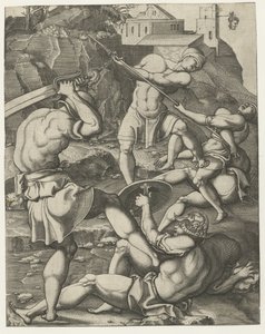 Battle between Five Roman Soldiers by Monogrammist AC