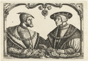 Charles V and Ferdinand I by Monogrammist CB met boom (attributed to)
