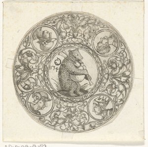 Round Sheet with Bear Playing the Bagpipes by Monogrammist CG (Duitsland)