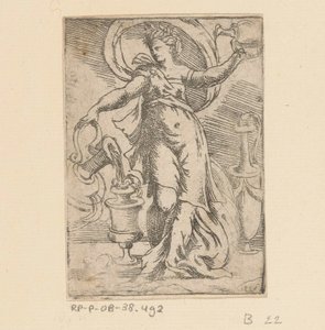 Woman with Jugs and Pitchers by Monogrammist FP (Italië; 16e eeuw)