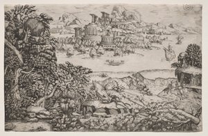 Landscape with a Temple above a Lake by Monogrammist HI