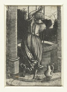 Woman by a Well by Monogrammist IS (graveur)