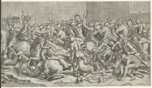 Battle of the Milvian Bridge (right parts) by Monogrammist SK (prentmaker)