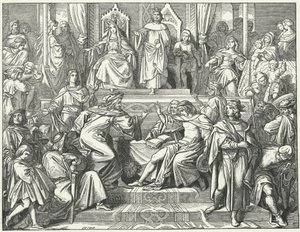 The Sangerkrieg, a contest between minstrels at the Wartburg castle in Thuringia in 1207 by Moritz Ludwig von Schwind