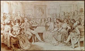 The Composer Franz Schubert Accompanies Tenor Johann Michael Vogl at a Musical Evening at the Baron von Spaun by Moritz Ludwig von Schwind
