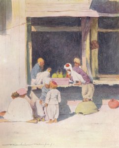 A Bazaar at Peshawur, 1905 by Mortimer Ludington Menpes