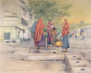 By the Fountain, Jeypore by Mortimer Ludington Menpes