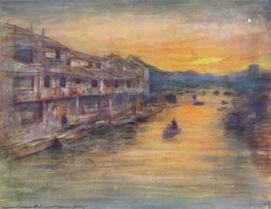 On the Great Canal, Osaka, c1887, 1901 by Mortimer Ludington Menpes