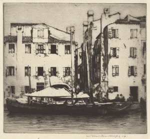 Boats on a Canal, Venetian Island by Mortimer Menpes