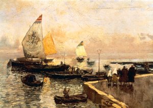 Coal Boats in Chioggia by Mose Bianchi