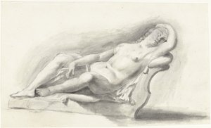 Nude Woman Lying on a Couch Cushion by Moses Ter Borch