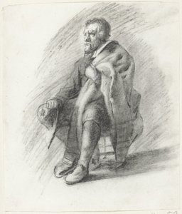 Seated Bearded Man with Cape and Hat by Moses Ter Borch