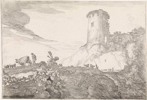 Landscape with Round Tower by Moyses van Wtenbrouck