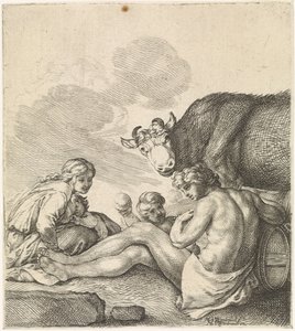 Resting Family by a Cow by Moyses van Wtenbrouck