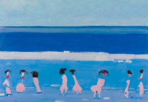 Pink Figures Blue Beach