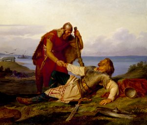 Hjalmar bids farewell to Örvar-Oddr after the Battle of Samsø, 1866