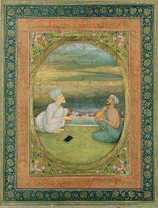 A Mullah and a Musician by Mughal School