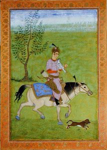 A Prince Hawking on Horseback, from the Large Clive Album by Mughal School