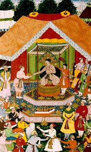 Akbar and Azim Khan at Dipalpur by Mughal School