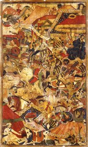 Battle Scene by Mughal School
