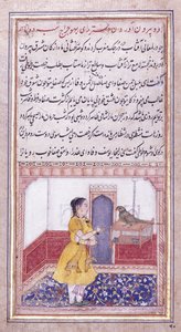 Khujista Talking to the Parrot by Mughal School