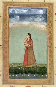 Lady holding a bowl of roses, from the Small Clive Album