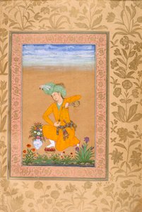 A Prince Dressed in Persian-Style Costume Pouring Wine by Muhammad Khan