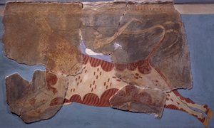 Bullfighting Scene, Fresco from Tirinto Palace, Mycenaean Civilization by Mycenaean