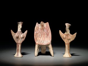 Psi figure, throne with seated figure, and Psi figure, c.1300-1200 BC by Mycenaean
