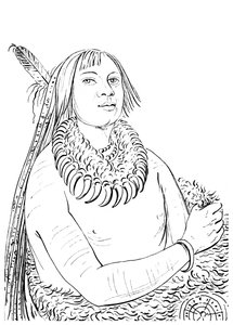 Portrait of He Who Rushes Through the Middle, Native American Man, 1841 by Myers and Co