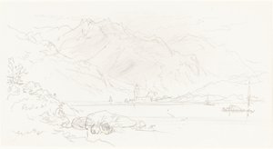 Lake in a Mountainous Landscape by Myles Birket Foster