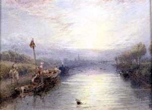 River Landscape by Myles Birket Foster