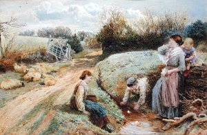 Sailing Toy Boats in the Stream by Myles Birket Foster