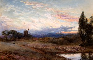 Sheep Watering at Sunset by Myles Birket Foster