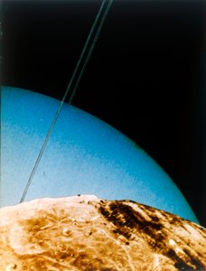 Uranus seen from Miranda, 1986 by NASA Images