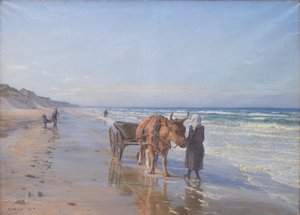 Coastal Dwellers Hauling a Net Ashore