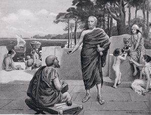 Thucydides in Exile, illustration from Hutchinsons History of the Nations, 1915 by N. Prescott Davies