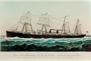 Guion Line Steamship Arizona of the Greyhound Fleet by N. and Ives J.M. (1824-95) Currier